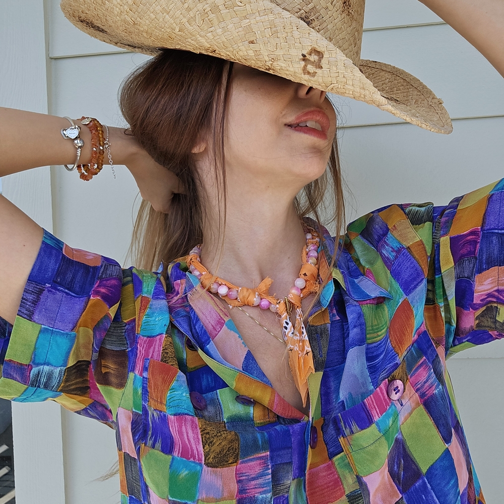 Doncaster Multicolor Patchwork Button Down Shirt - image 2